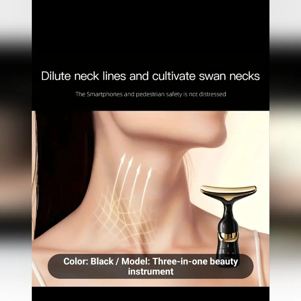 FREE With Bundle Neck & Face Massager Three In One Black/Gold